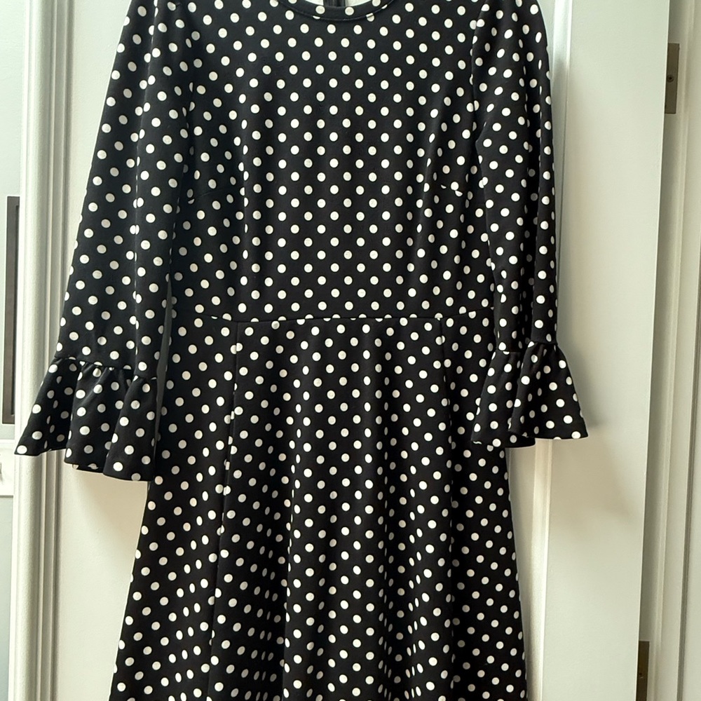 Kate Spade Black and White Polka Dot Long Sleeve Dress
